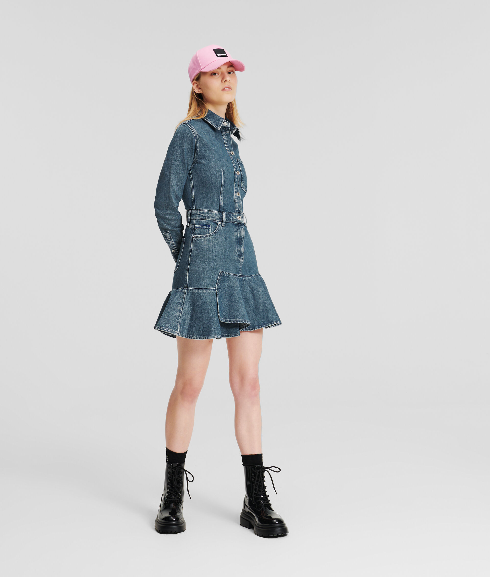 (image for) Unique Selling Point KLJ Ruffled Hem Denim Dress